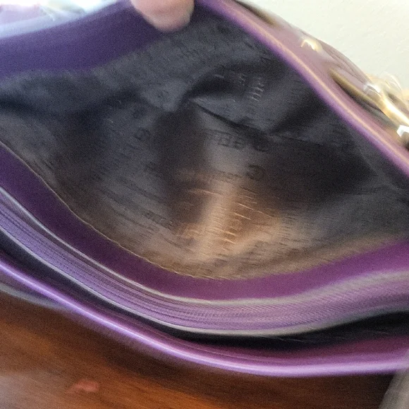 Etienne Aigner Purple and Tan East/West Shoulder Bag EUC - Picture 13 of 16